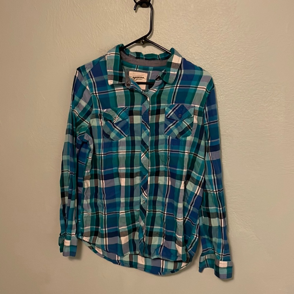 Blue plaid button down